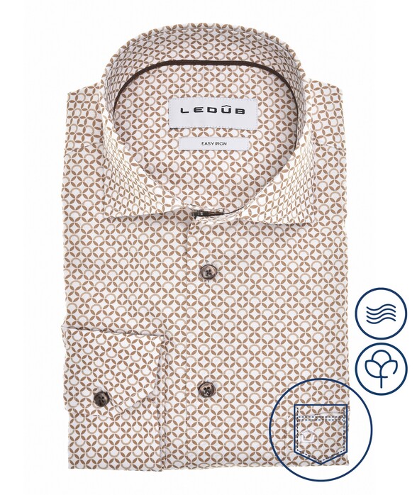 Ledûb Geometric Circles of Style Overhemd Midden Bruin