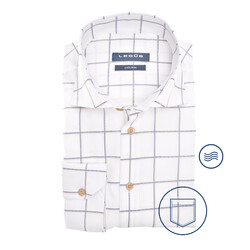 Ledûb Grand Checkered White Brilliance Overhemd Blauw-Zand