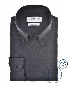Ledûb Herringbone Fine Pattern Button-Down Overhemd Navy