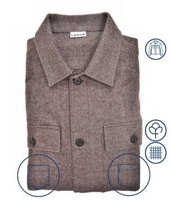 Ledûb Herringbone Flanel Overshirt Donker Bruin