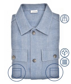 Ledûb Herringbone Flanel Overshirt Midden Blauw
