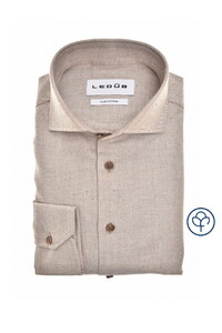 Ledûb Herringbone Subtle Dot Flanel Overhemd Licht Bruin