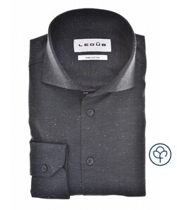 Ledûb Herringbone Subtle Dot Flannel Shirt Dark Evening Blue