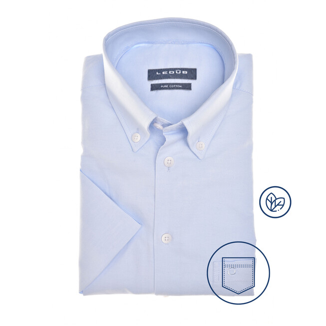 Ledûb Iconic Oxford Overhemd Licht Blauw