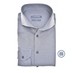 Ledûb Knitted Slim-Fit Sophistication Overhemd Midden Blauw Melange