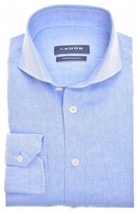 Ledûb Linen-Cotton Blend Plain Shirt Light Blue