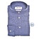 Ledûb Linnen Blend Slim Casual Overhemd Midden Blauw