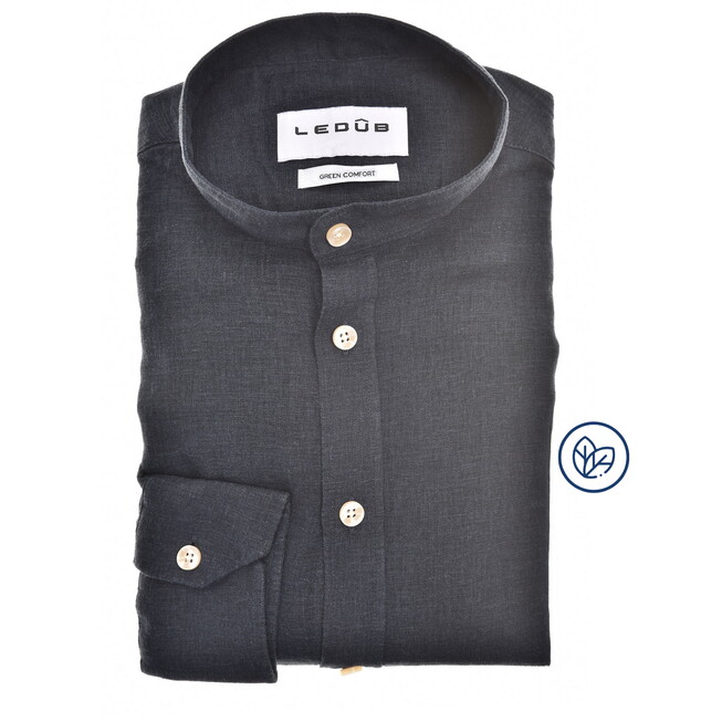 Ledûb Linnen Blend Slim Casual Overhemd Navy
