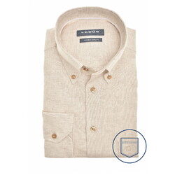 Ledûb Linnen Cotton Mélange Subtle Contrast Details Overhemd Licht Bruin