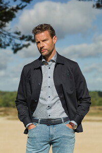 Ledûb Long Sleeve Overshirt Cotton Stretch Donker Blauw