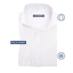 Ledûb Long Sleeve Plain Cotton Tricot Polo Wit