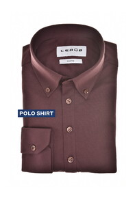 Ledûb Long Sleeve Solid Color Cotton Jersey Polo Donker Rood