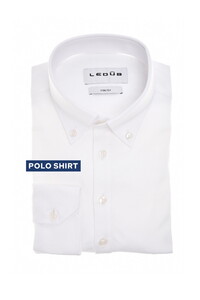 Ledûb Long Sleeve Solid Color Cotton Jersey Polo Wit