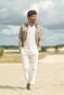 Ledûb Long Sleeve Stretch Double Chest Pocket Overshirt Midden Bruin