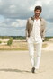 Ledûb Long Sleeve Stretch Double Chest Pocket Overshirt Midden Bruin