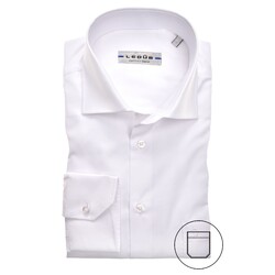 Ledûb Longer Sleeve Modern Fit Overhemd Wit