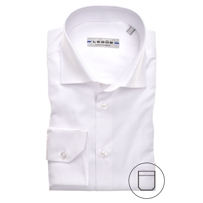 Ledûb Longer Sleeve Modern Fit Overhemd Wit