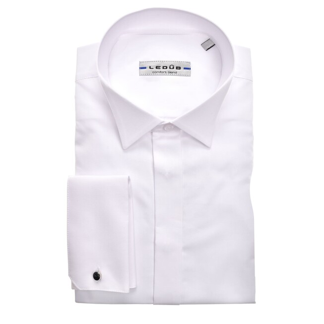 Ledûb Longer Sleeve Smoking Modern Fit Overhemd Wit