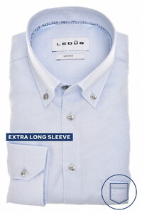Ledûb Luxury Button-Down Non-Iron Cotton Extra Long Sleeve Overhemd Licht Blauw