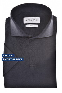 Ledûb Lyocell Cotton Jersey Cutaway Collar Polo Navy