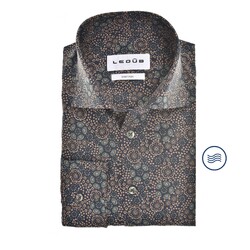 Ledûb Midnight Floral Elegance Overhemd Navy-Groen
