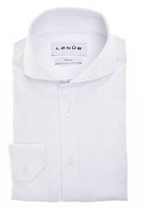Ledûb Modern Active Stretch Piqué Ton-sur-Ton Details Overhemd Wit