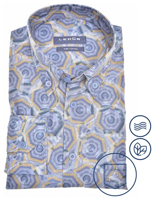 Ledûb Modern Fancy Design Fantasy Shirt Mid Blue