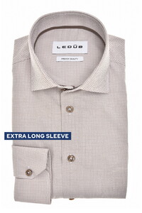 Ledûb Modern Fine Abstract Pattern Extra Long Sleeve 7 Comfort Fabric Overhemd Licht Bruin