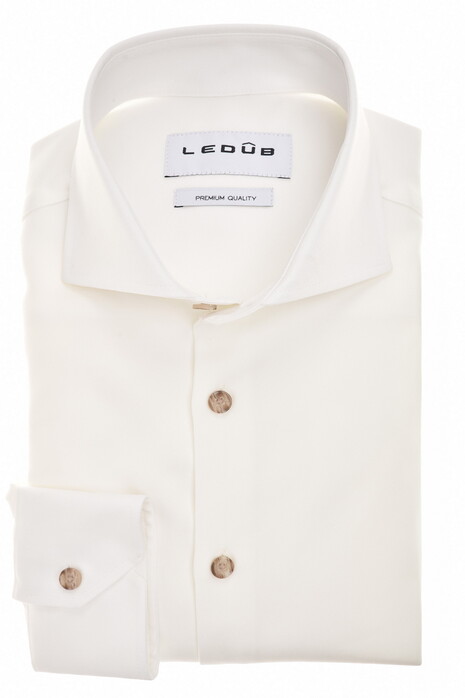 Ledûb Modern Fine Quality Wide-Spread Stretch Overhemd Wit