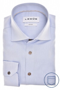 Ledûb Modern Fine Twill Cotton Non-Iron Overhemd Licht Blauw