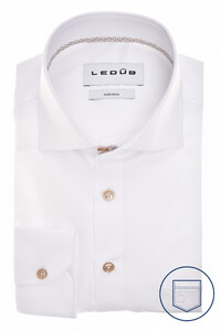Ledûb Modern Fine Twill Cotton Non-Iron Overhemd Wit