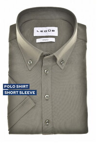 Ledûb Modern FIt Button-Down Fine Jersey Polo Donker Groen