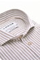 Ledûb Modern Linnen Look Pure Cotton Allover Stripe Overhemd Midden Bruin