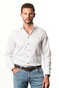Ledûb Modern Solid Color Non-Iron Cotton Extra Long Sleeve 7 Overhemd Wit-Donker Blauw