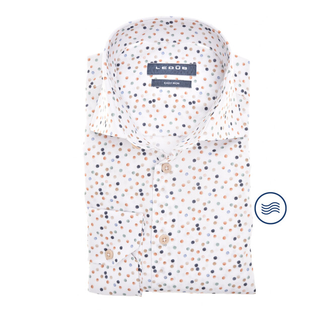 Ledûb Multicolor Dot Ensemble Overhemd Blauw-Oranje