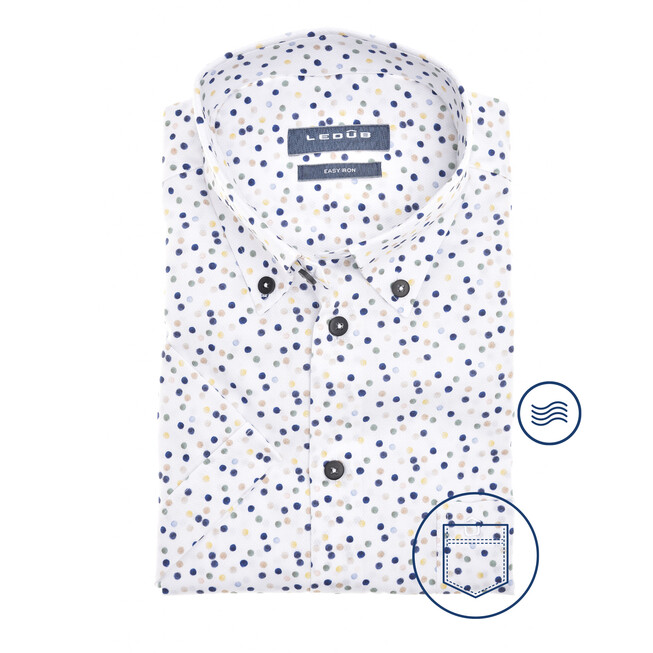 Ledûb Multicolor Dot Ensemble Overhemd Groen-Geel