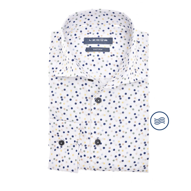 Ledûb Multicolor Dot Ensemble Overhemd Groen-Geel
