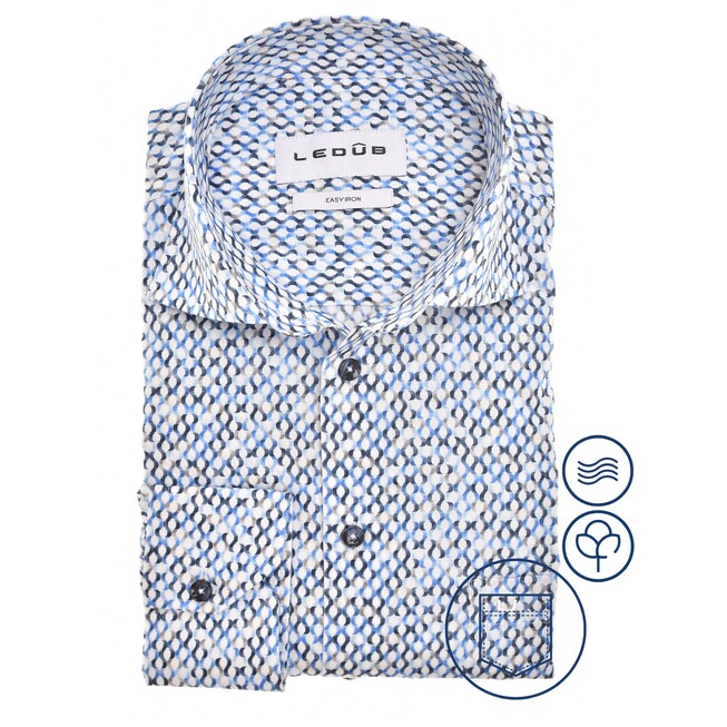 Ledûb Multitone Fantasy Overhemd Midden Blauw