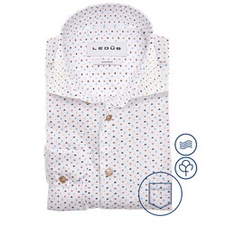 Ledûb Multitone Triangle-Dot Fantasy Overhemd Wit-Beige