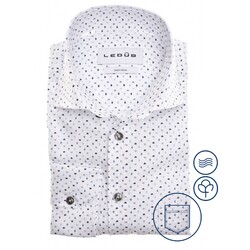 Ledûb Multitone Triangle-Dot Fantasy Overhemd Wit-Blauw