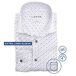 Ledûb Multitone Triangle-Dot Fantasy Overhemd Wit-Blauw