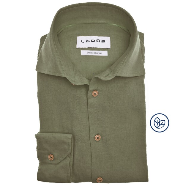Ledûb Natural Blend Comfort Overhemd Midden Groen