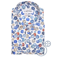 Ledûb Natural Inspired Leaf Pattern Overhemd Blauw-Rood