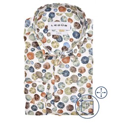 Ledûb Natural Inspired Leaf Pattern Overhemd Bruin-Zand