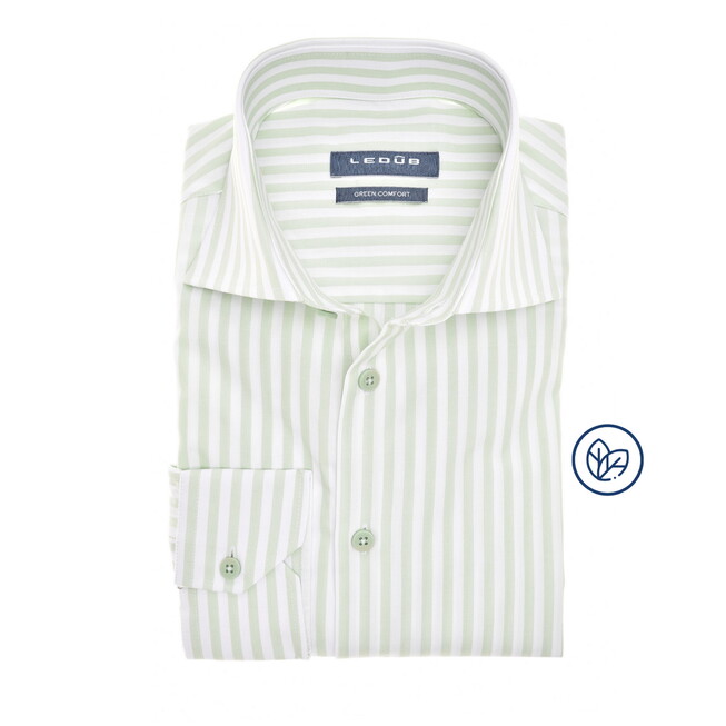 Ledûb Nautical Blue Stripes Overhemd Licht Groen