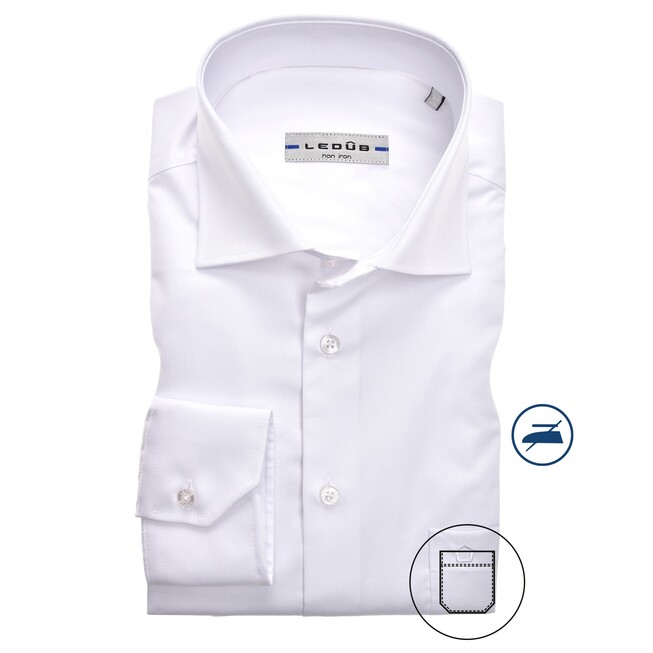 Ledûb Non Iron Slim Fit Overhemd Wit