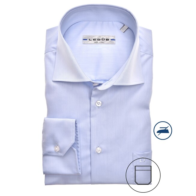 Ledûb Non Iron Uni Modern Fit Overhemd Licht Blauw