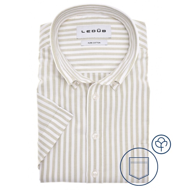 Ledûb Oxford Stripe Overhemd Licht Groen