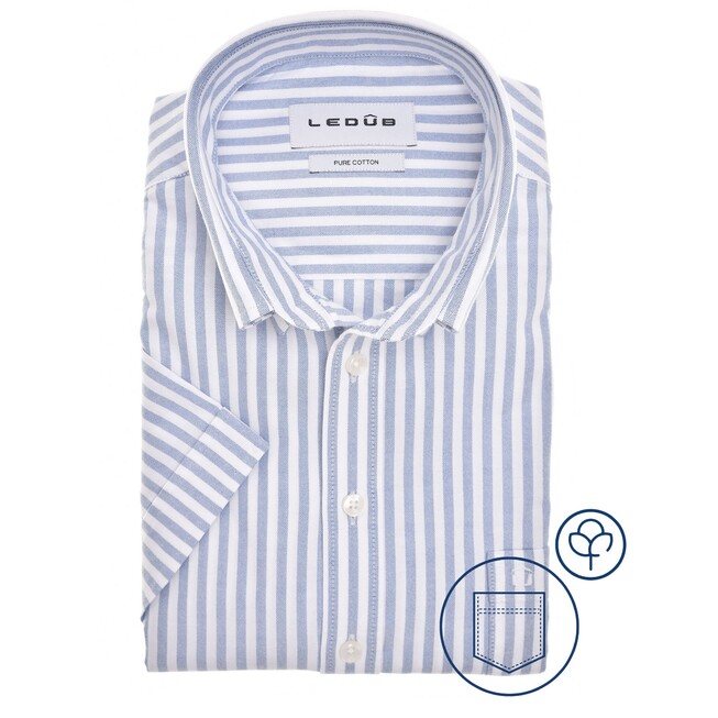 Ledûb Oxford Stripe Overhemd Midden Blauw