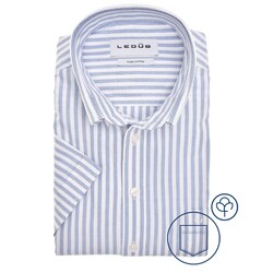 Ledûb Oxford Stripe Shirt Mid Blue